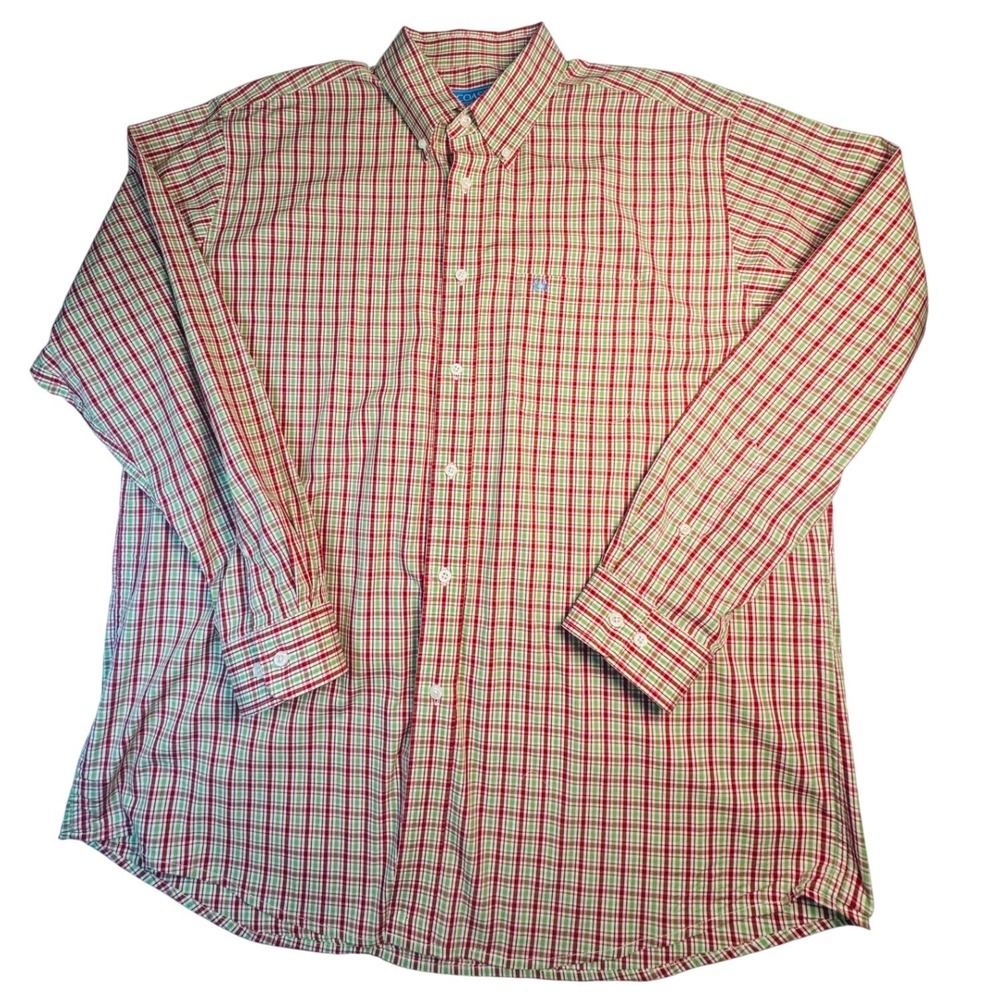 Coast Pawleys Island Huntington Shirt Mens XL Red Green Plaid Crab Logo Cotton